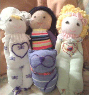 Terry - sock dolls with silk embroidery