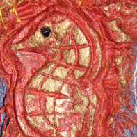 Debbie Caseburg Tyson wall art, silk fusion, Seahorses