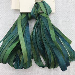 3.5mm silk ribbon dyed in 65 Roses limited edition Emerald Peacock