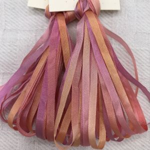 3.5mm silk ribbon dyed in 65 Roses perpetual colorway New Beginnings
