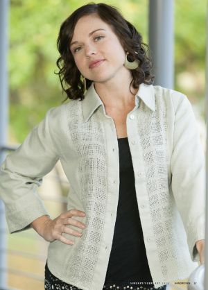 A Blouse for Susan; designed, woven and sewn by Sandra Hutton; photo credit Handwoven magazine