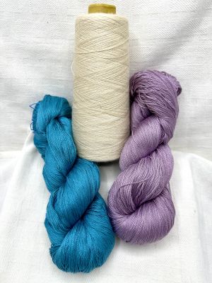 alternate color option:  #15 Azure, #216 Soft Iris, and natural Tussah Silk