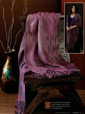 Handpainted Shawls in Silk Noil; designed and woven by Sandra Hutton; photo credit Handowoven magazine; Sandy gave to me as a gift