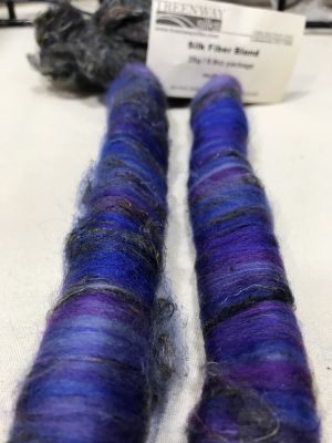 Multicolor silk fiber blended with purple wool