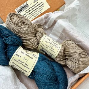  	 'Light & Dark Fibonacci Stripes' colors #1013 Pewter natural dye & #321 Teal Ocean (Zola yarn)