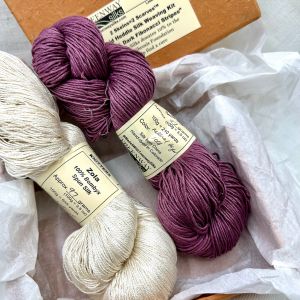  	 'Light & Dark Fibonacci Stripes' colors #1001 Thistle natural dye & Natural White (Zola yarn)