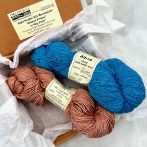 'Ribbed Stripes' or 'Big Plaid' colors #1003 Cedar Rose natural dyes & #19 Turquoise (silk noil yarn)