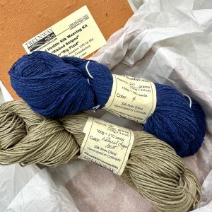  	 'Ribbed Stripes' or 'Big Plaid' colors #1005 Sage natural dyes & #4 Navy (silk noil yarn)