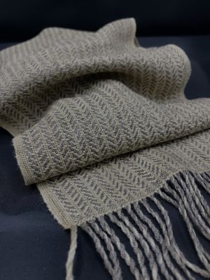 Natural Elegance in Twill-Carmelina and Silken Fog, designed and woven by Judy Stewart.  Featured in Handwoven magazine MJ 2022