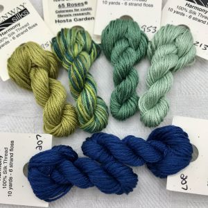 Hosta Garden Color Palette in Harmony (6-strand silk floss) as alternative to what Deanna Hall West used
