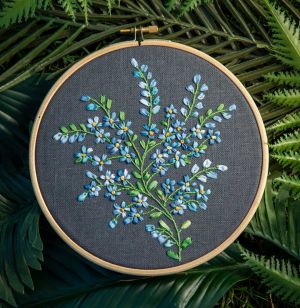 'Forget-Me-Nots' designed and stitched by Deanna Hall West (photo credit: Matt Graves, courtesy of Long Thread Media)