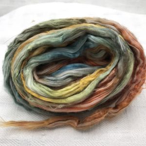 Dyed Silk/Cotton Sliver--Rainbow Trout