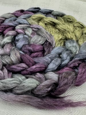 A1 Quality Bombyx Silk Sliver from China; limited edition colorway 'Moonlit Meadow.'