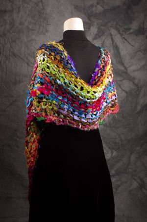 Sari Silk Ribbon Shawl designed and knitted by Cheryl Oberle