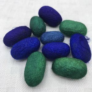 Dyed Bombyx Cocoons-Jewels (emeralds, sapphires, amethysts)